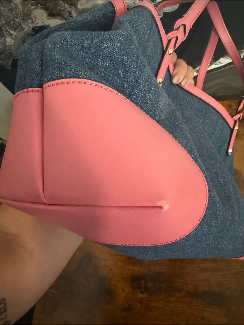 Gucci Denim Tote with Pink Leather Trim